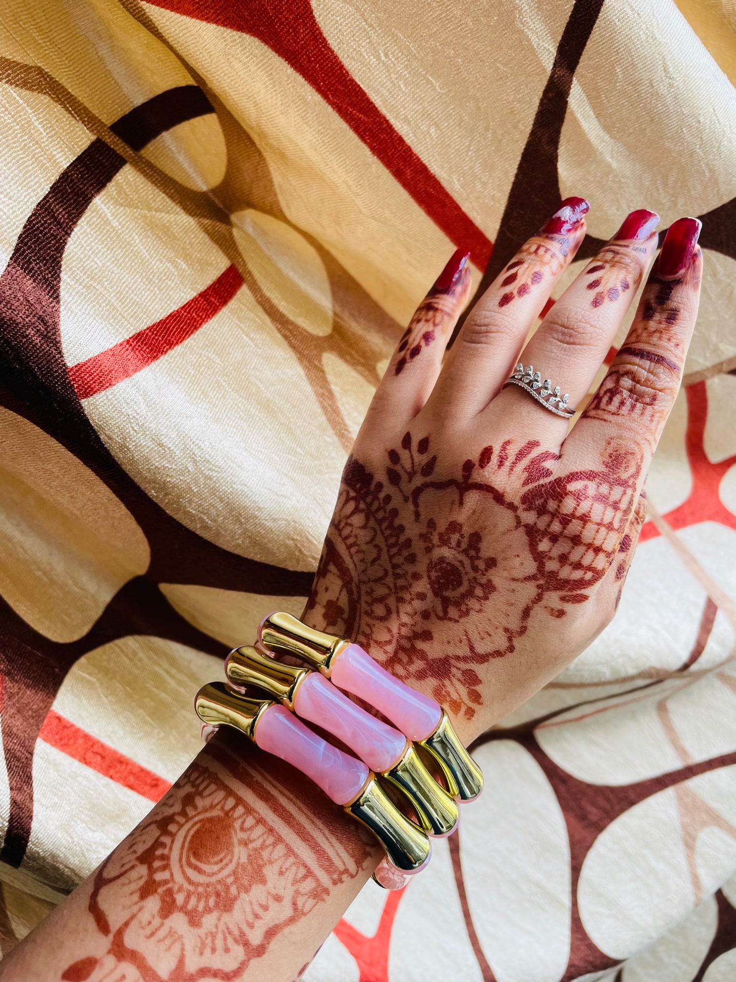 Pink Retro Aryclic Bracelets (set of 3)