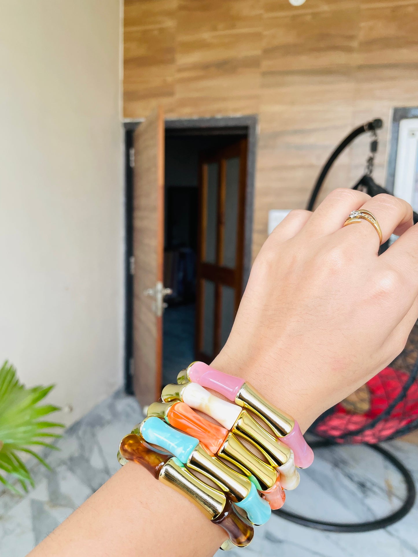 Retro Aryclic Bracelets stack of 5