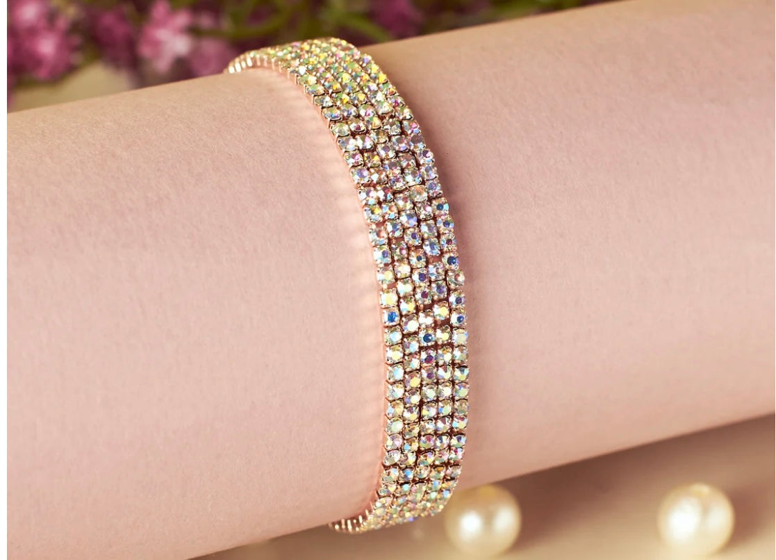 Sparking white Tennis stretchable bracelets