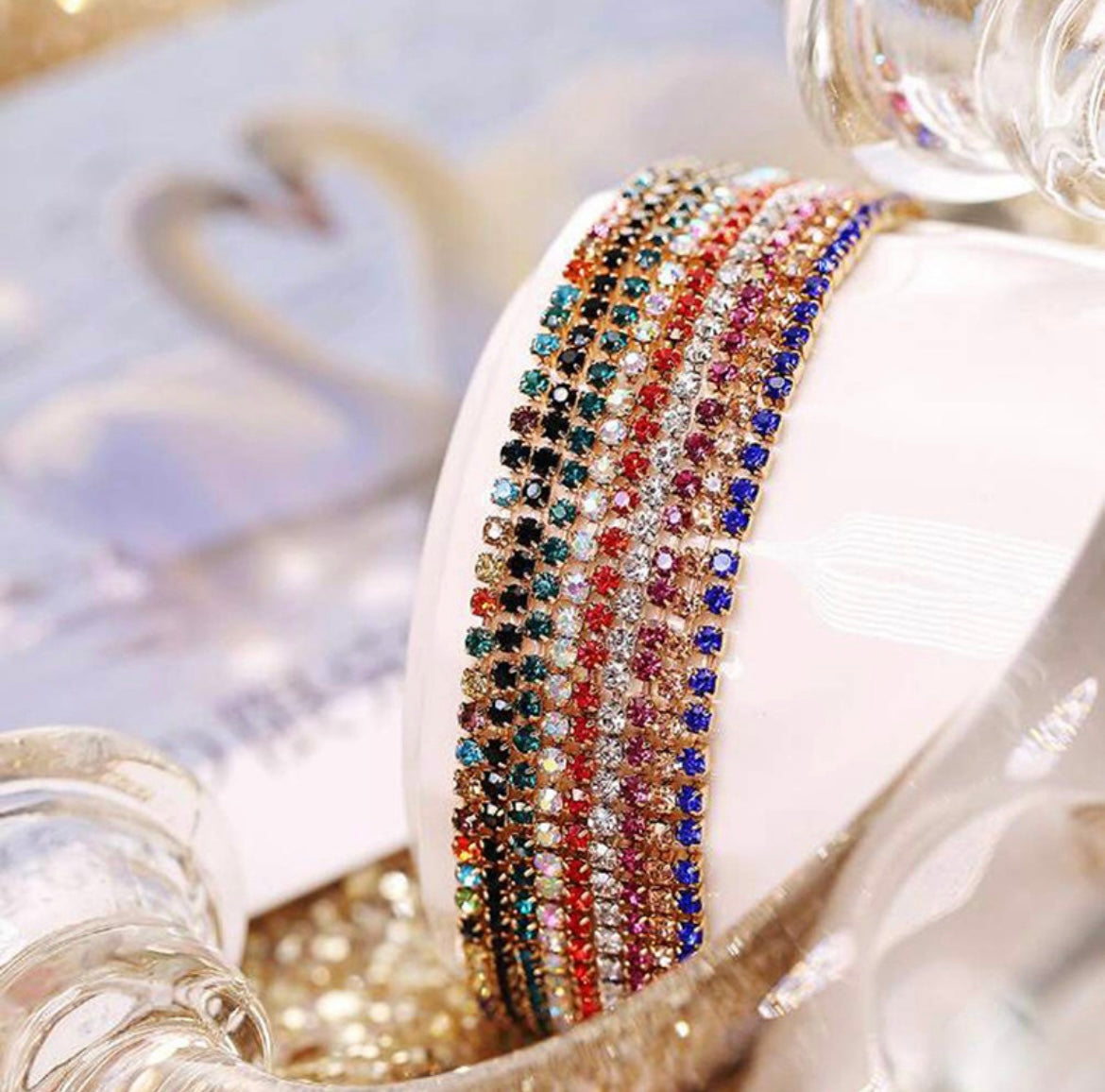 Moonlight black tennis stretchable bracelets