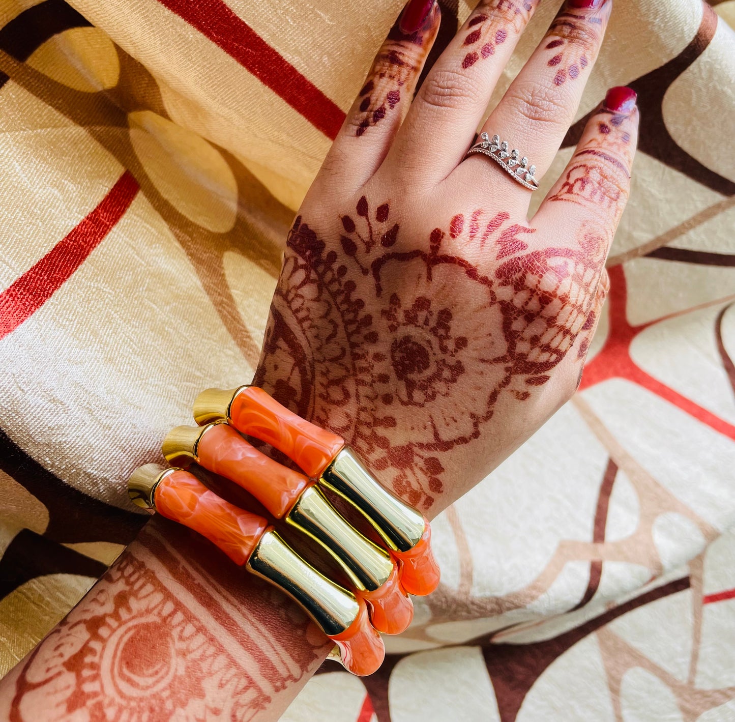 Tangerine Retro Aryclic Bracelets (set of 3)