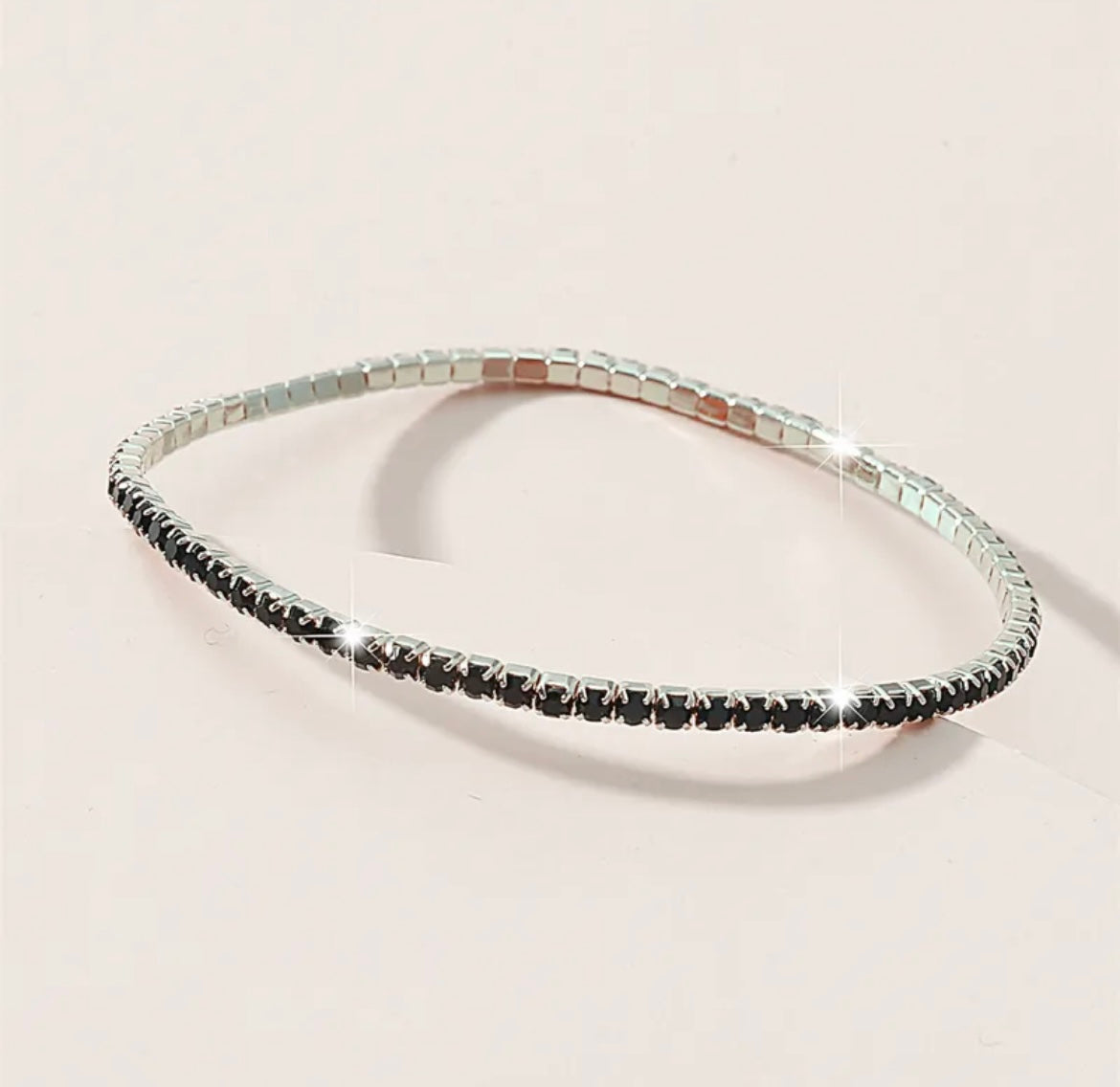 Moonlight black tennis stretchable bracelets