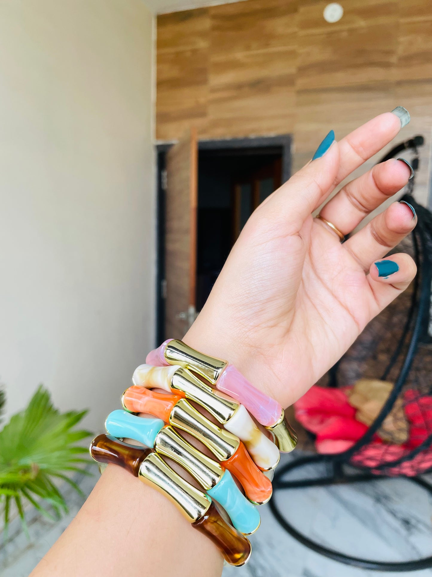 Retro Aryclic Bracelets stack of 5