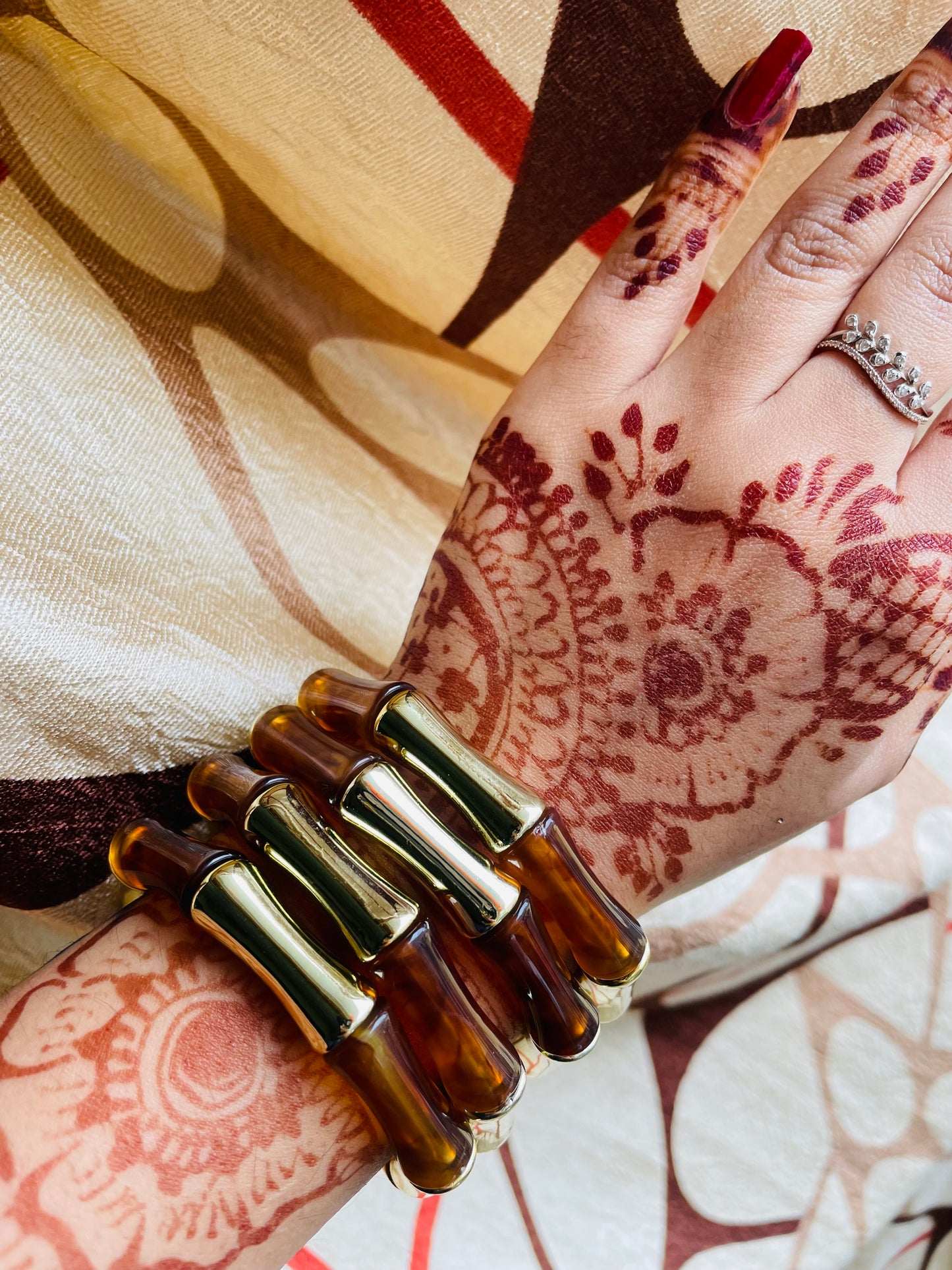 Brown Retro Aryclic Bracelets (set of 4)
