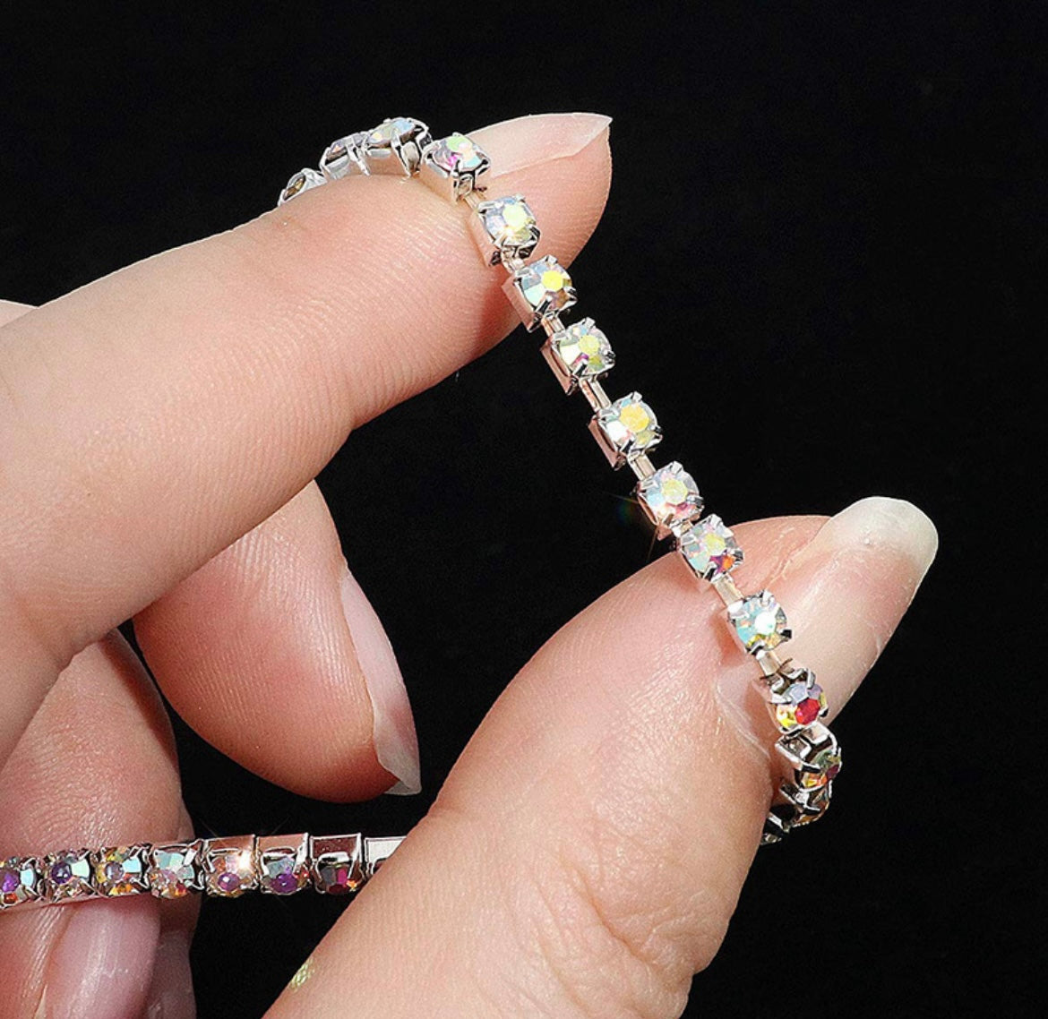 Sparking white Tennis stretchable bracelets
