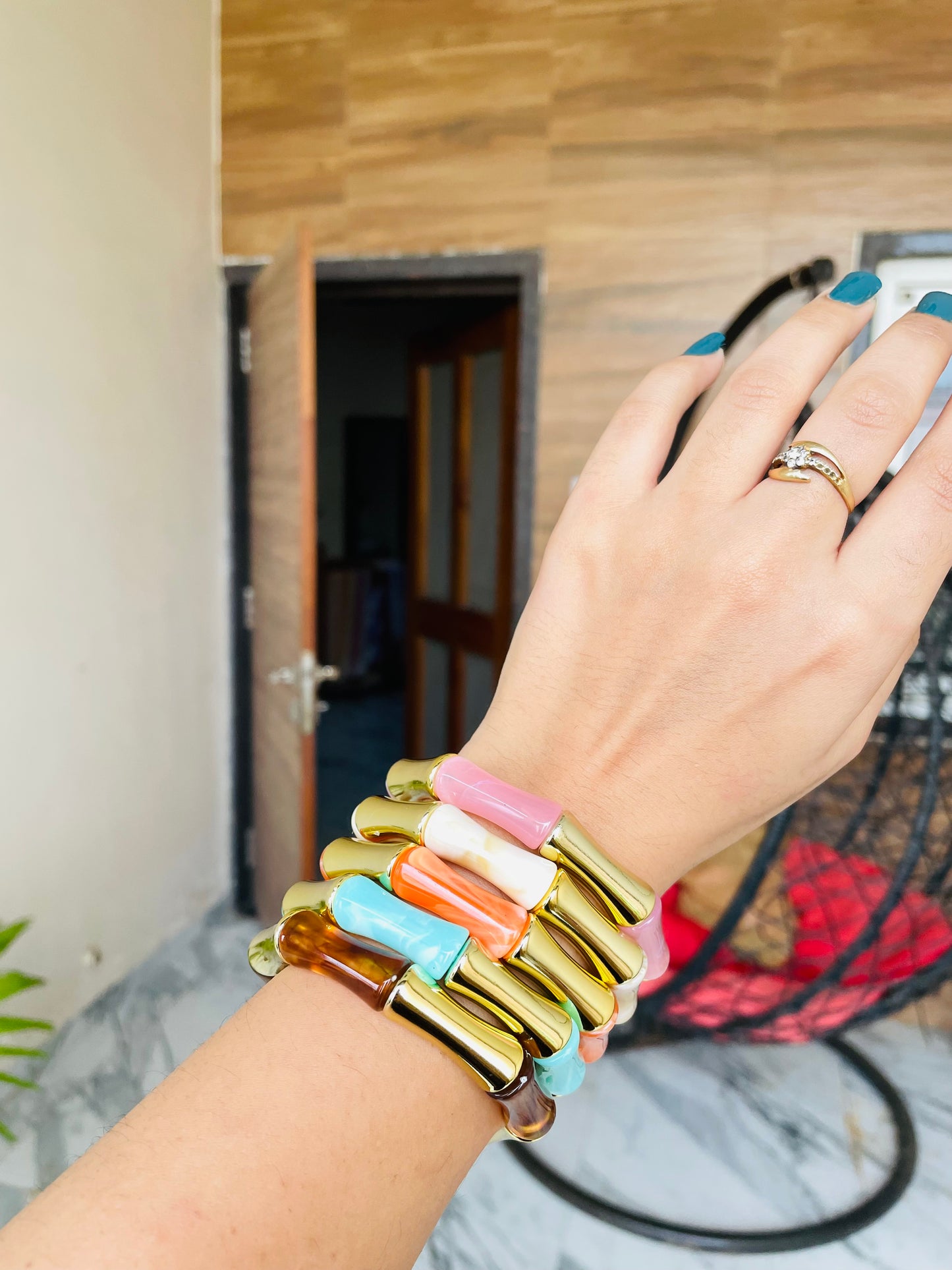 Retro Aryclic Bracelets stack of 5