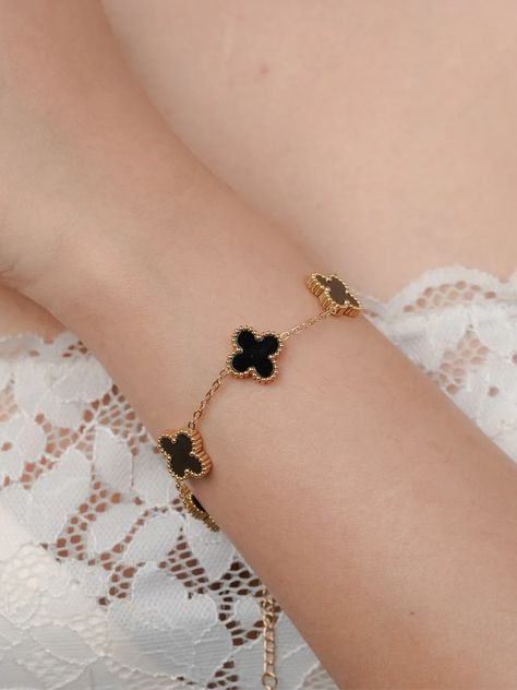 Midnight bloom black clover bracelets