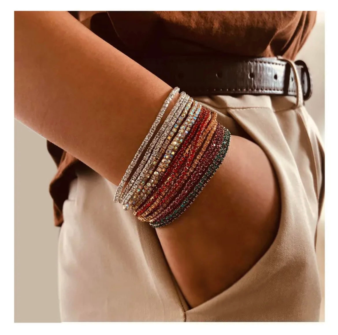 Moonlight black tennis stretchable bracelets