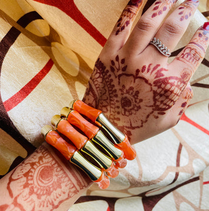 Tangerine Retro Aryclic Bracelets (set of 4)