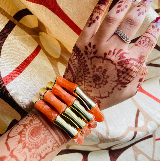 Tangerine Retro Aryclic Bracelets (set of 4)