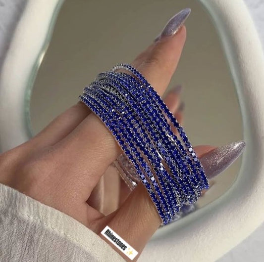 Blue sapphire tennis stretchable bracelets