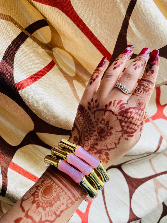 Pink Retro Aryclic Bracelets (set of 3)
