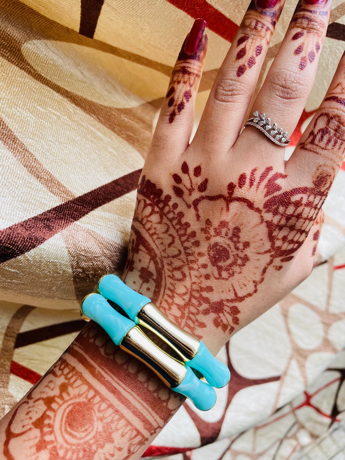 Turquoise Retro Aryclic Bracelets (set of 2)
