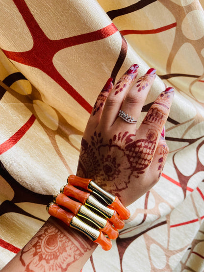 Tangerine Retro Aryclic Bracelets (set of 4)
