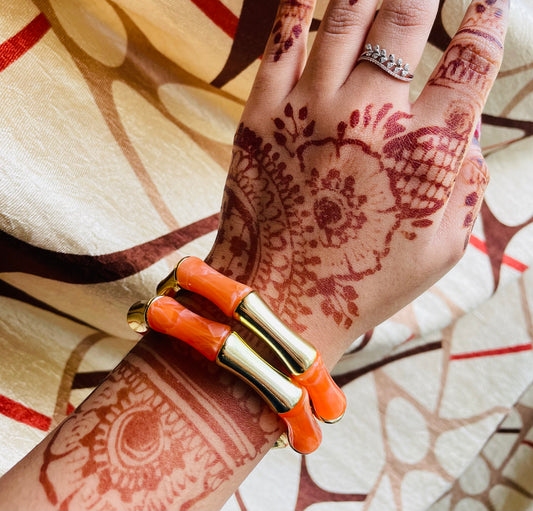 Tangerine Retro Aryclic Bracelets (set of 2)