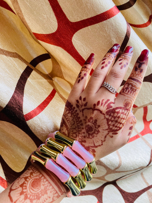 Pink Retro Aryclic Bracelets (set of 4)
