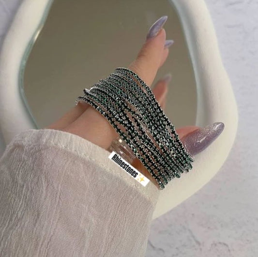 Moonlight black tennis stretchable bracelets