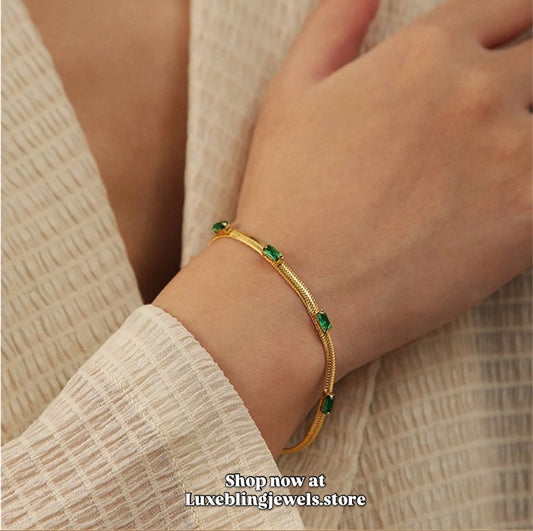 Emerald sleek snake bracelets