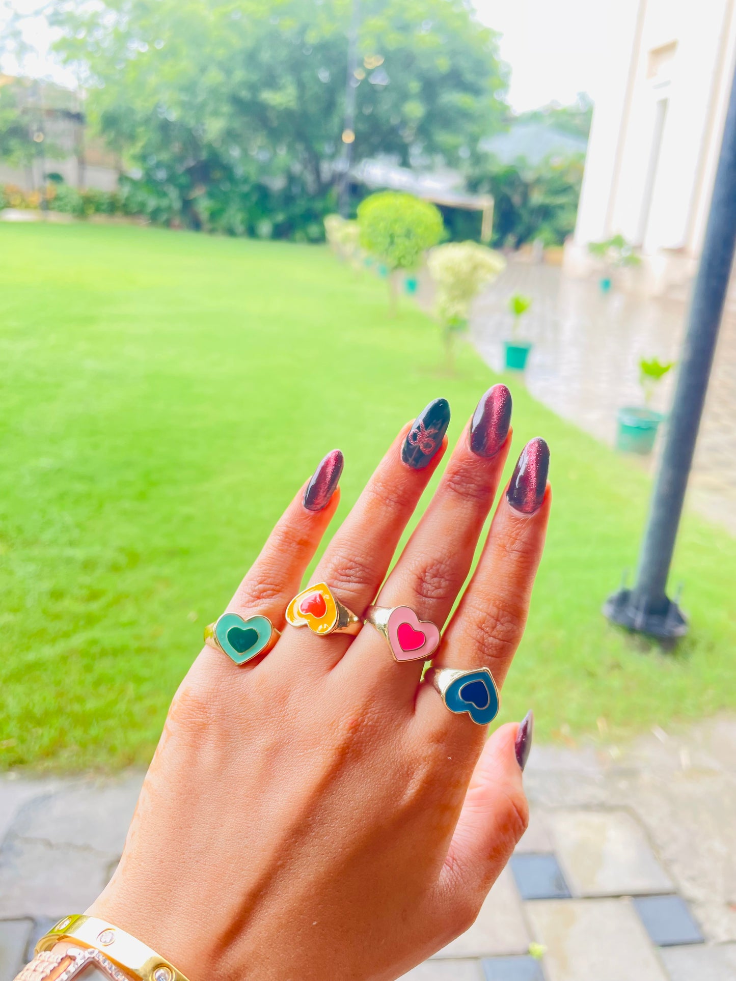 Rainbow Heart Rings