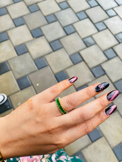 Tinted Emerald Green Gems Ring