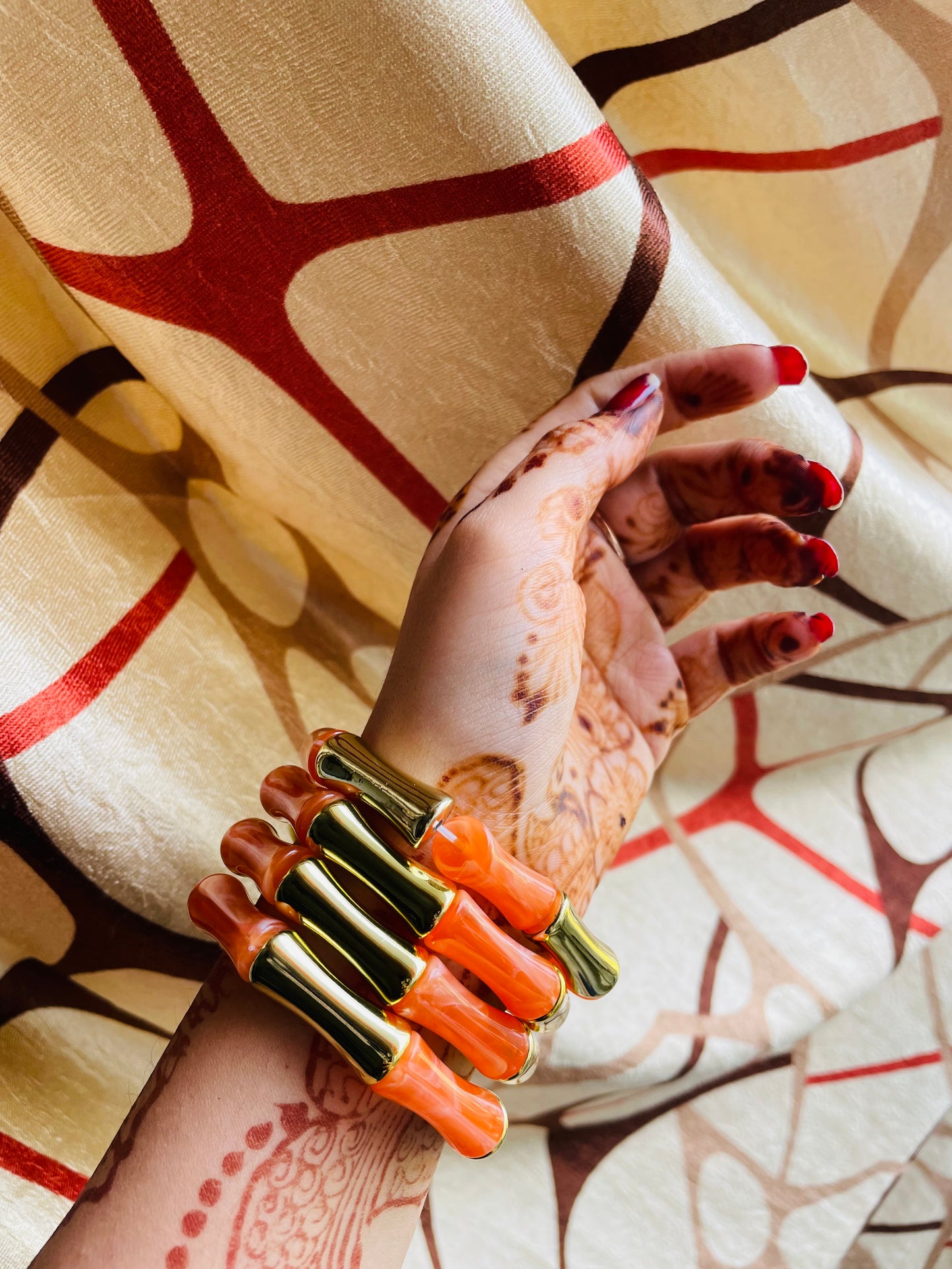 Tangerine Retro Aryclic Bracelets (set of 4)
