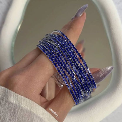 Blue sapphire tennis stretchable bracelets