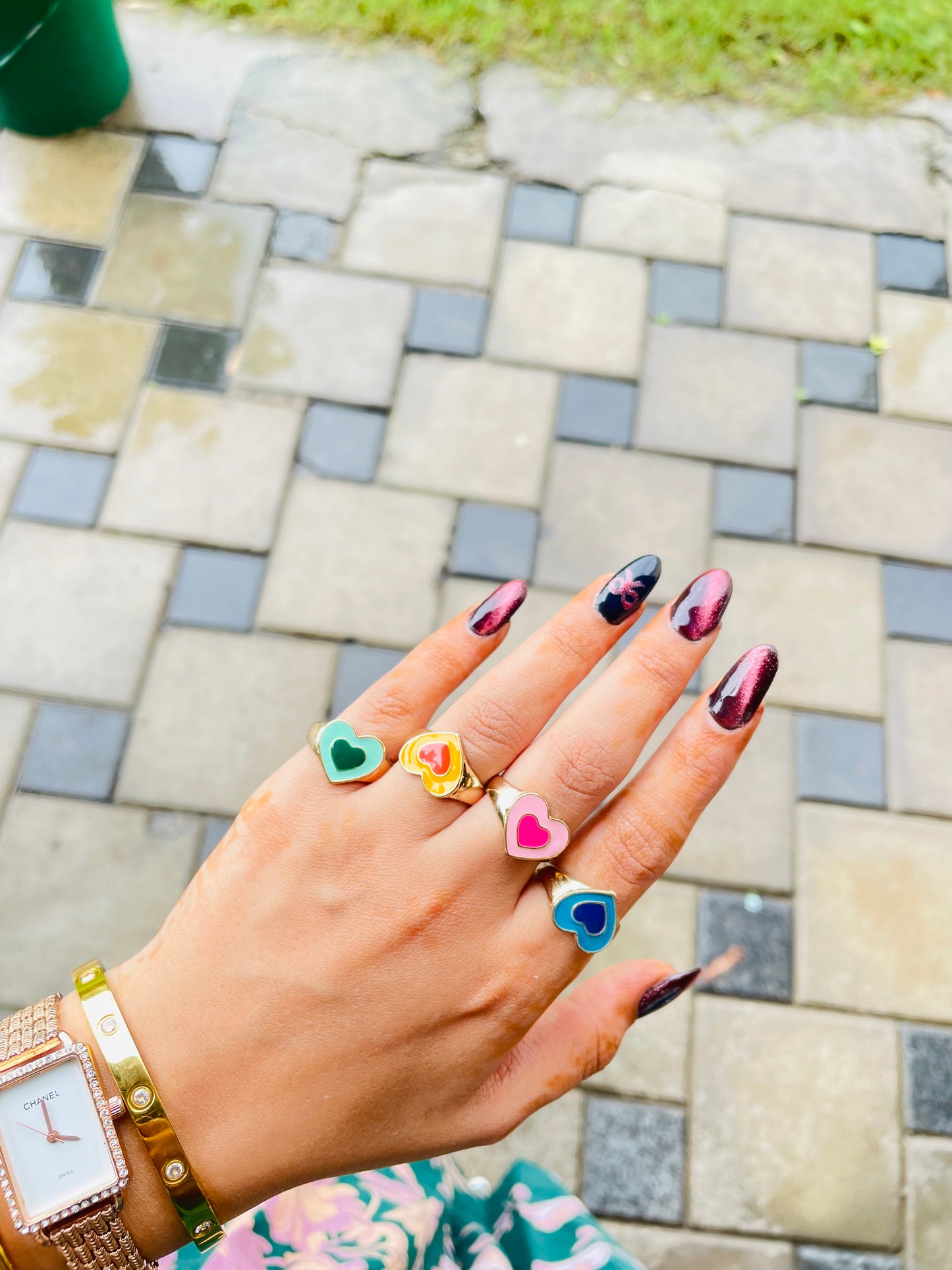 Rainbow Heart Rings