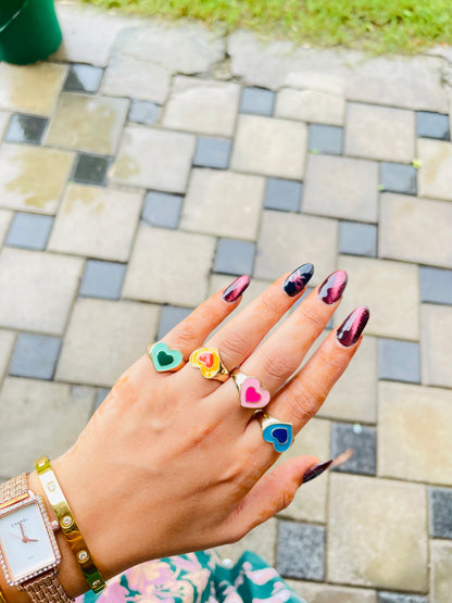 Rainbow Heart Rings