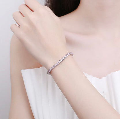 Cubic pink zirconia studded adjustable tennis bracelets