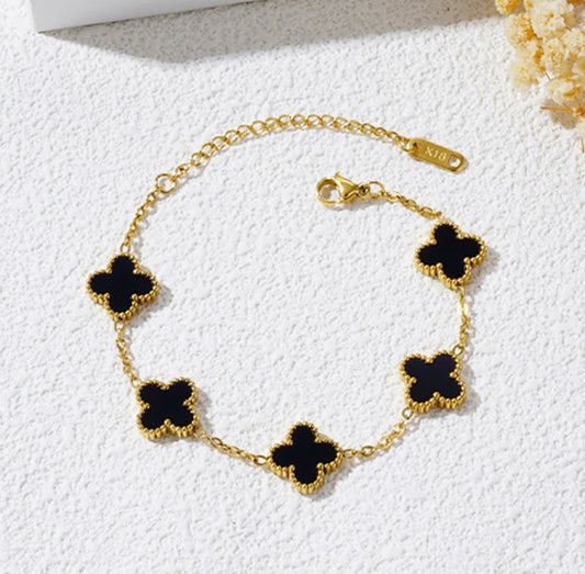 Midnight bloom black clover bracelets