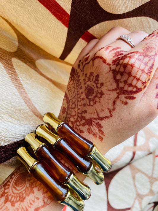 Brown Retro Aryclic Bracelets (set of 4)