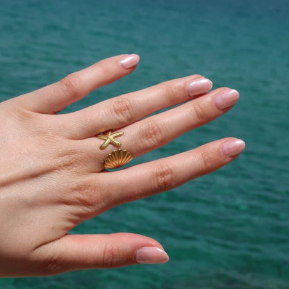 Seashell Starfish Ring