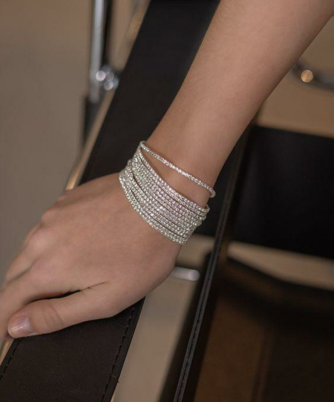 Stretchable Rhinestones tennis bracelets (silver)