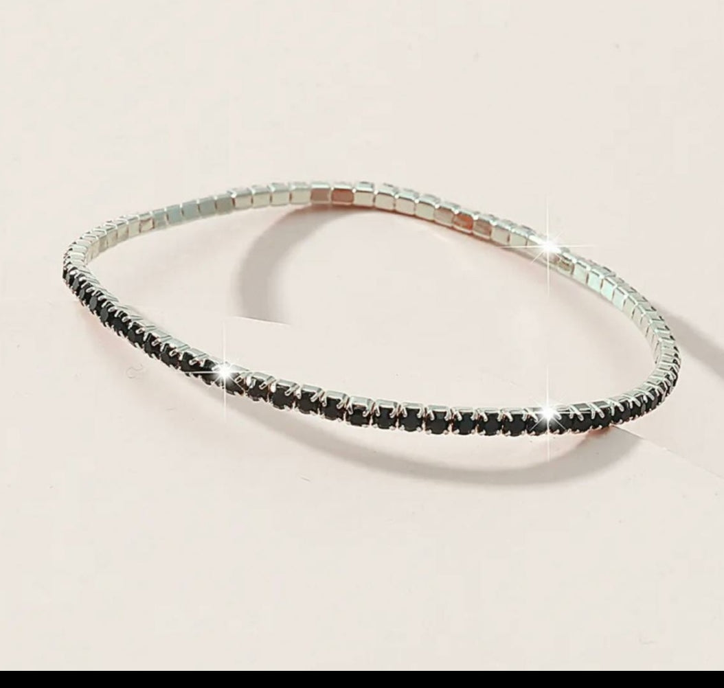 Stretchable Rhinestones tennis bracelets (black)