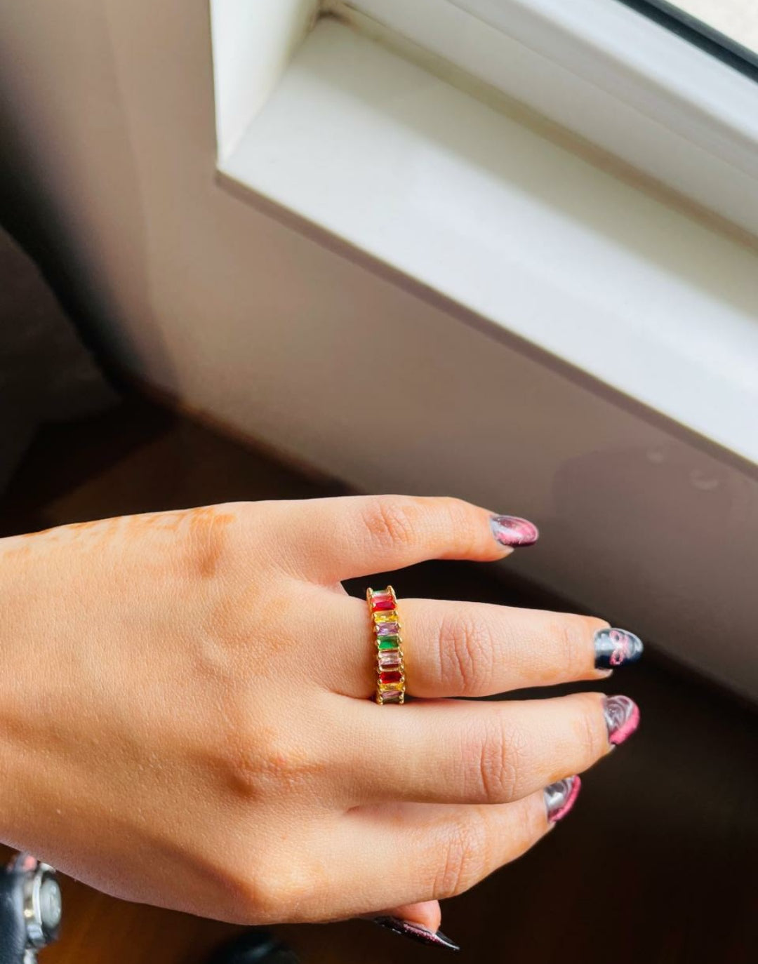 Tinted gems rings (multi colour)