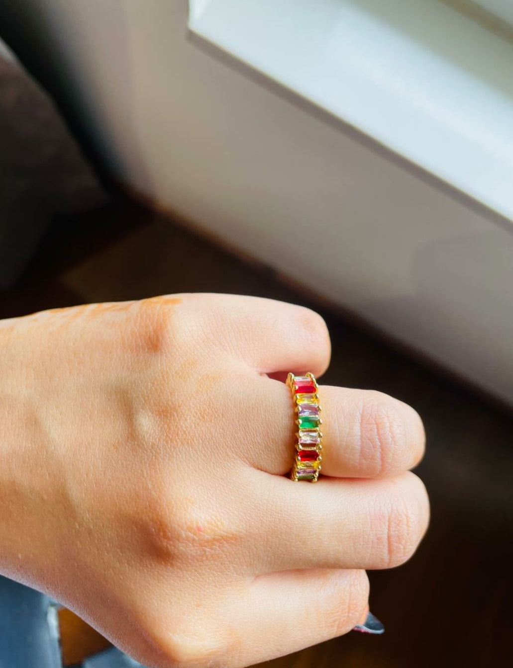 Tinted gems rings (multi colour)