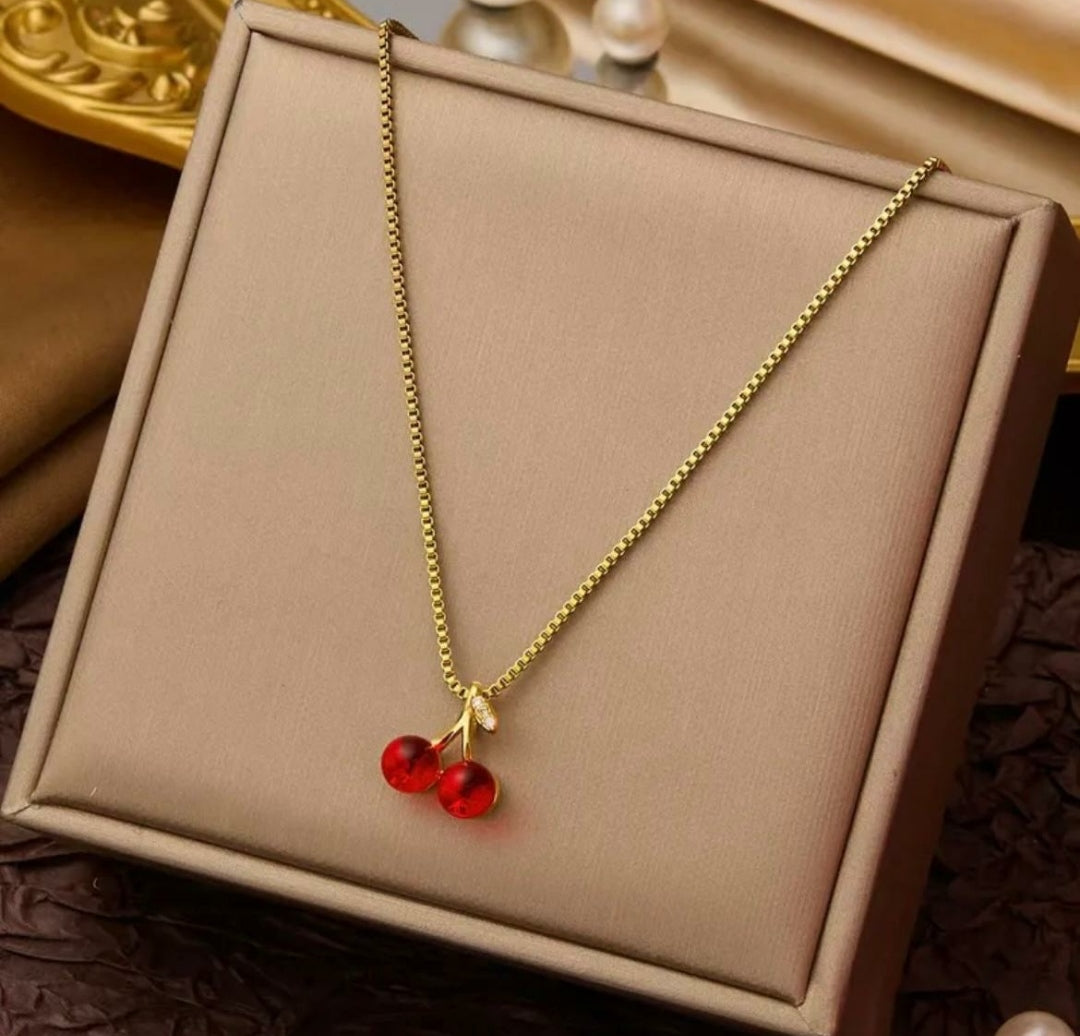 Twins cherry necklace