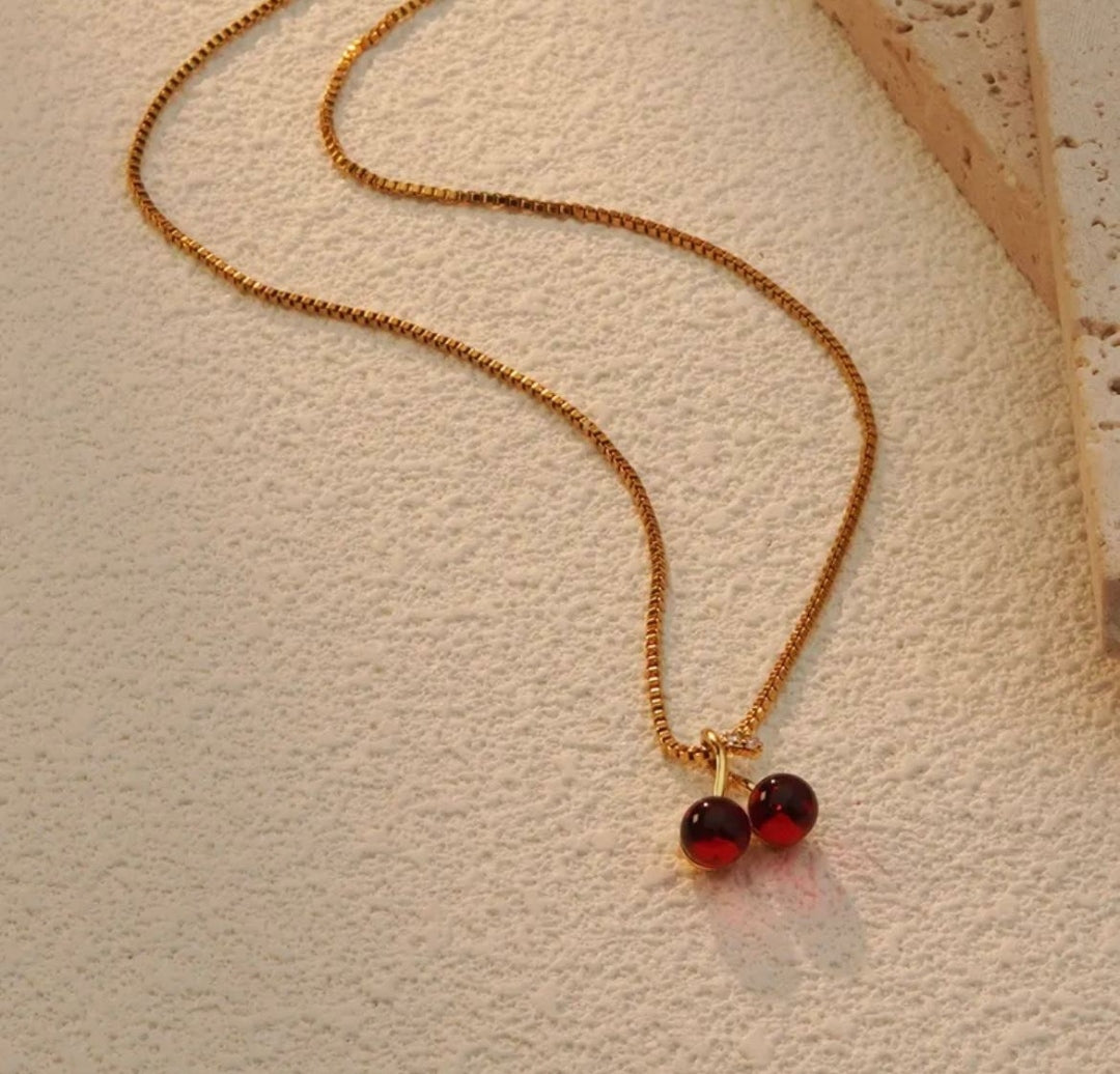 Twins cherry necklace