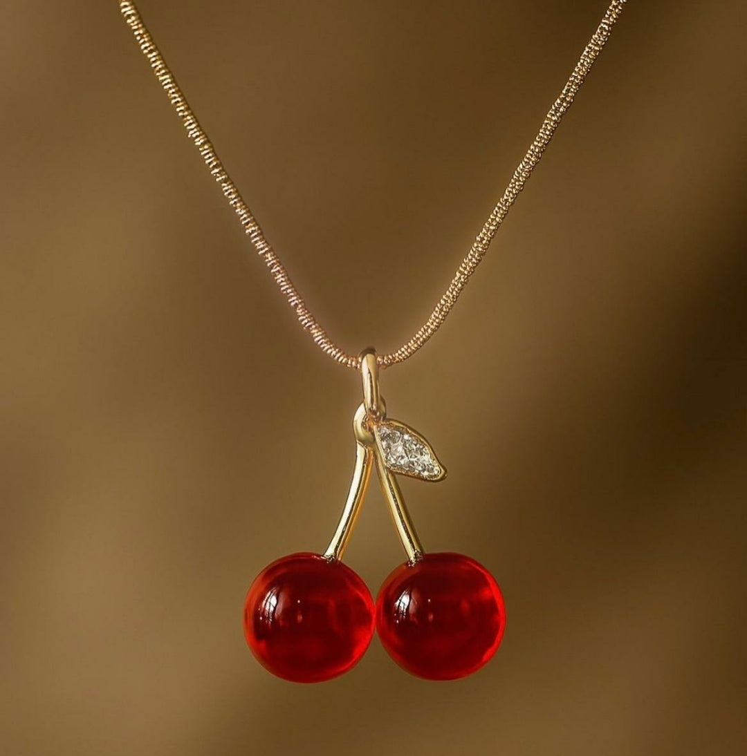 Twins cherry necklace